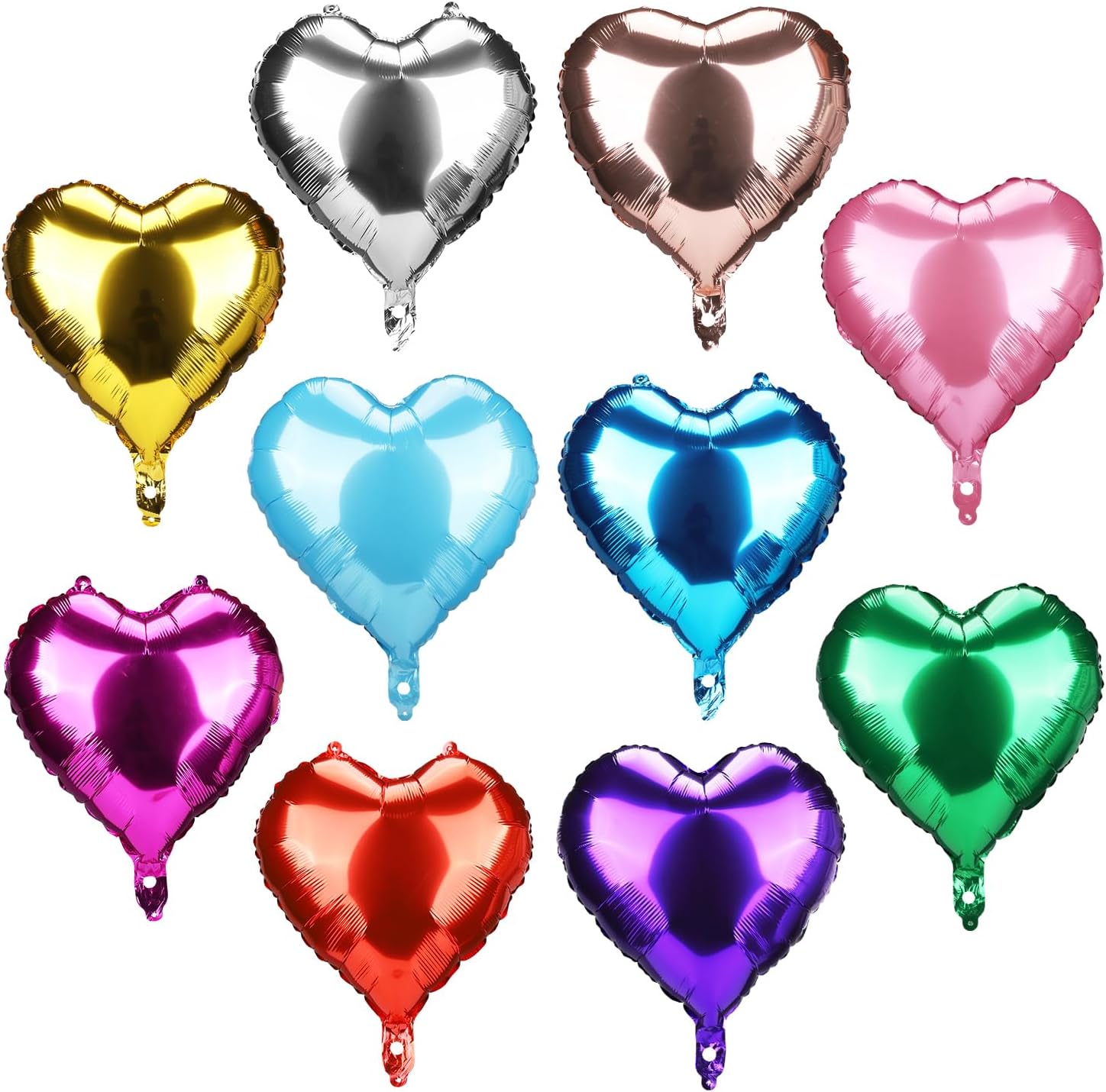 Picture of Goktvai 20pcs Heart Shaped Balloons, 18in Assorted Color Heart Foil Mylar Balloons 10 colors Rainbow Party Balloons Romantic Heart Balloons for Birthday Party Supplies Wedding Valentines Decoration