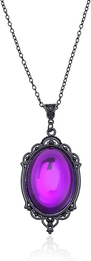 Picture of Yukitue Gothic Stardust Crystal Cameo Necklace, Gothic Cameo Necklace Vintage Crystal Pendant Necklace for Women Punk Pendant Necklace Birthday Halloween Perfect Gift for Women