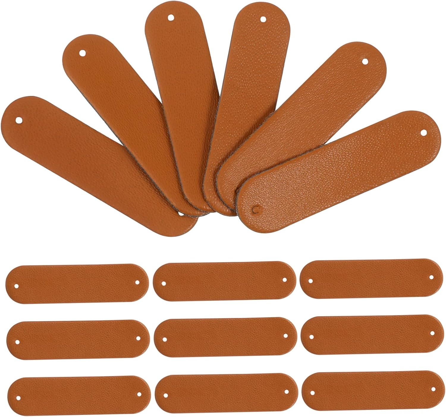 Picture of Kaipeia 100Pcs DIY Blank Leather Labels, Handmade PU Leather Tags, Embossed Clothing Tag with Holes for Jeans Bags Shoes Hat Jewelry Making Crafts, Sewing Clothing and More, Brown