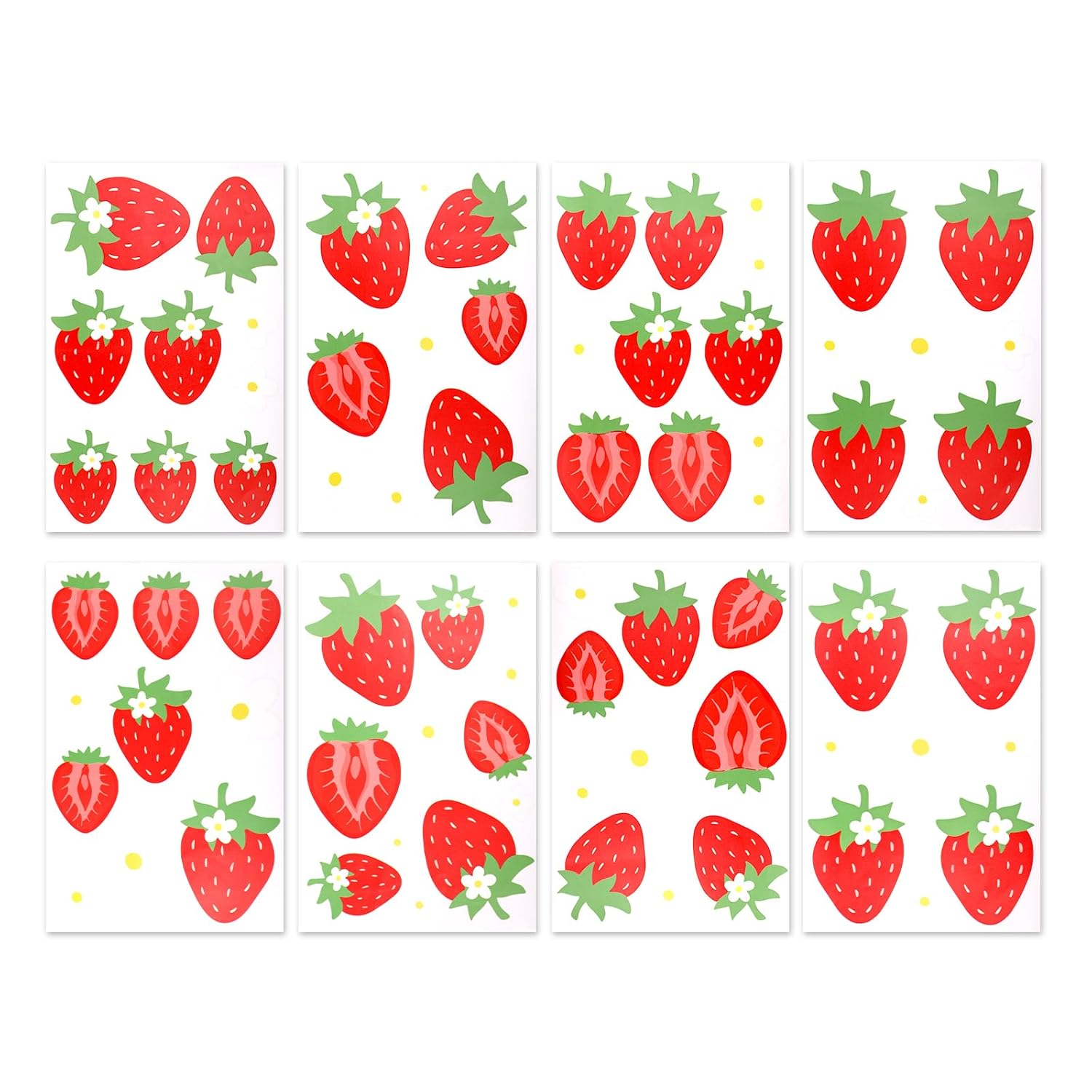 Picture of Coquette 77pcs/8 Sheets Strawberry Decals, Waterproof Berry & Daisy Wall Art Sticker Removable Sweet Strawberry Room Decor for Girls Kids Bedroom Baby Nursery Home School