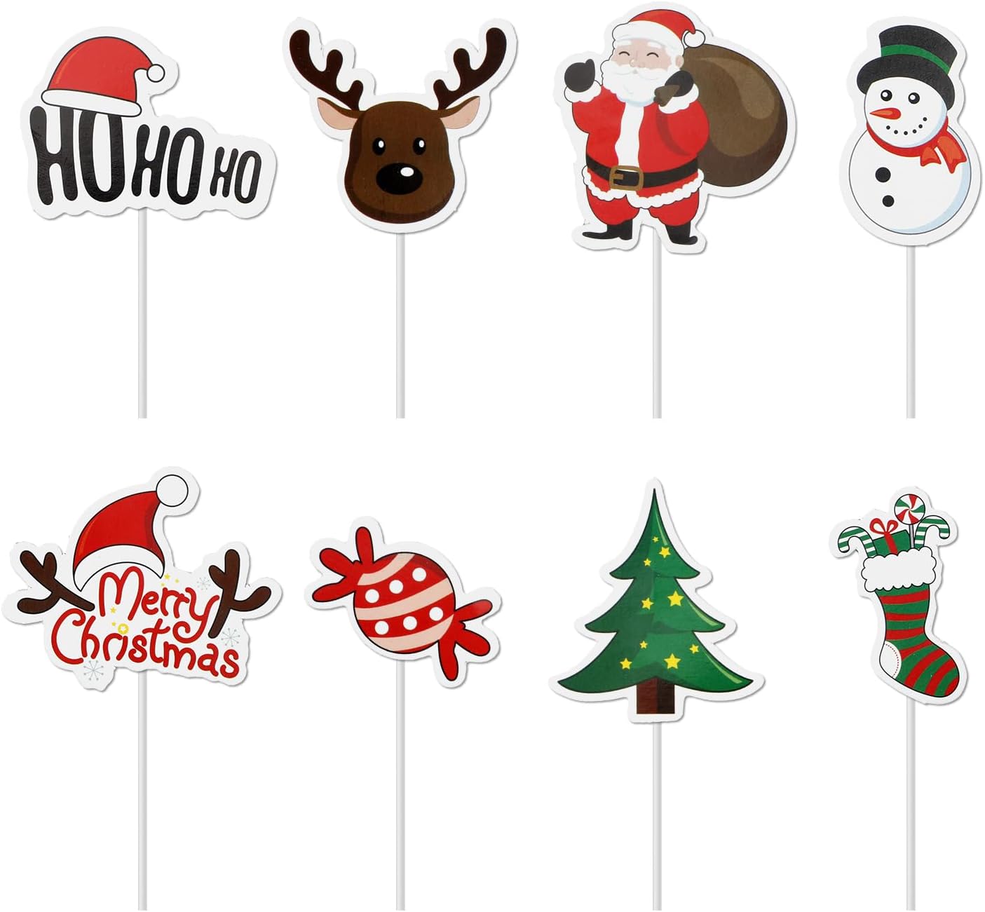 Picture of Coquette 72pcs Christmas Cupcake Toppers, Christmas Theme Cake Topper Decorations Xmas Santa Claus Tree Snowman Socks Candy Cupcake Picks for Merry Christmas Party Dessert Supplies