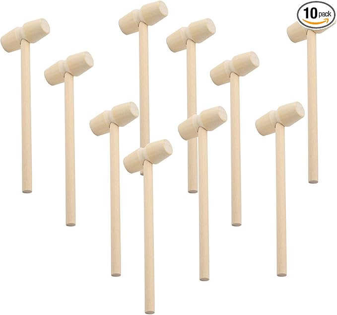 Picture of Wooden Crab Mallets Seafood Shellfish Hammers Dessert Making Mallet for Cracking Chocolate Seafood Shell, Small Wooden Mallets
